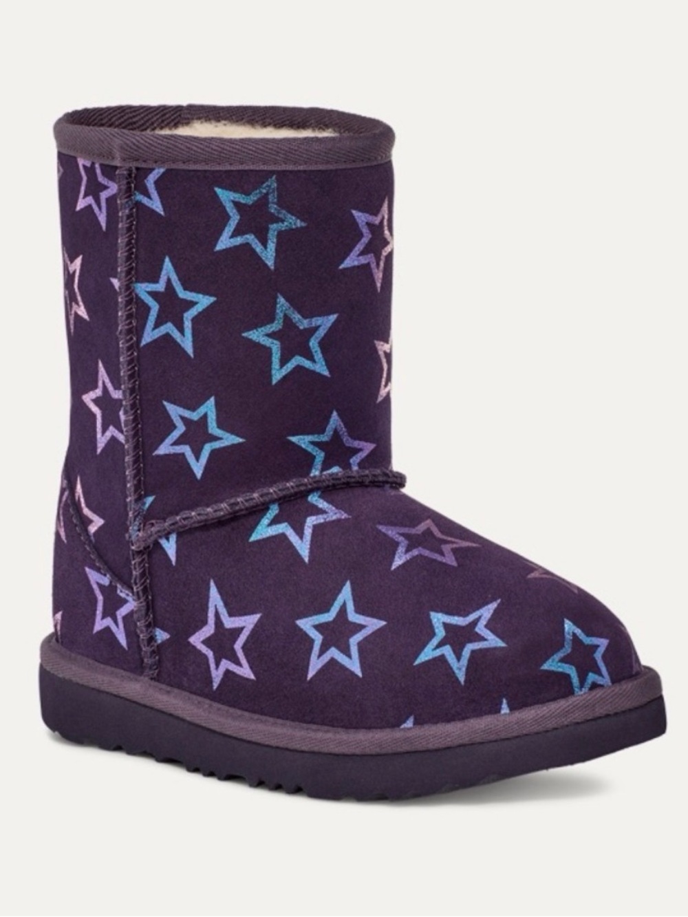 UGG Kids Purple Star-Print Shearling Boot